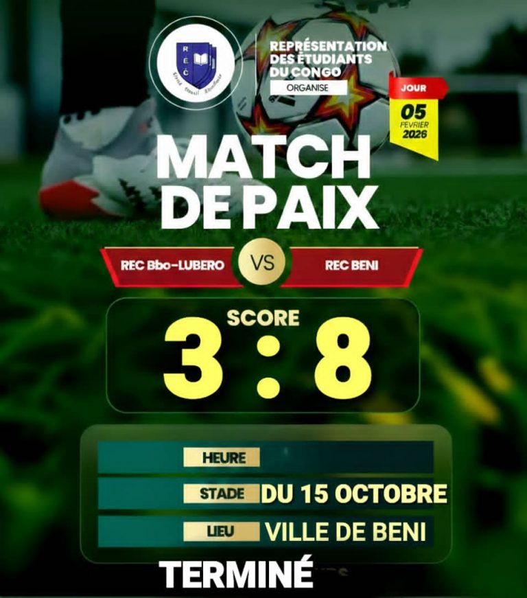Nord-Kivu : la REC Beni écrase la REC Butembo-Lubero (8-3), des incidents signalés après le match