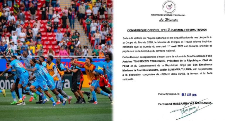 RDC : le 1er avril 2026 déclaré journée chômée et payée après la qualification des Léopards au Mondial
