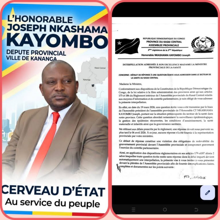 Kasaï Central : un député passe à l’offensive contre la ministre provinciale de la Santé