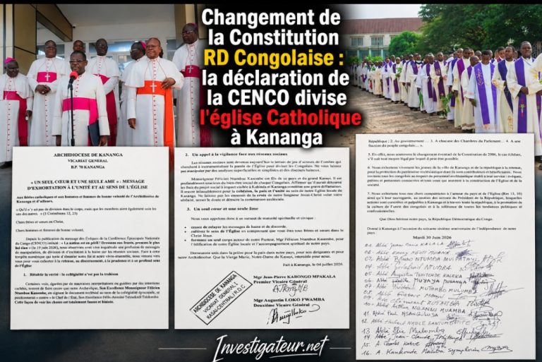 Changement de la Constitution RD Congolaise : la déclaration de la CENCO divise l&rsquo;église Catholique à Kananga