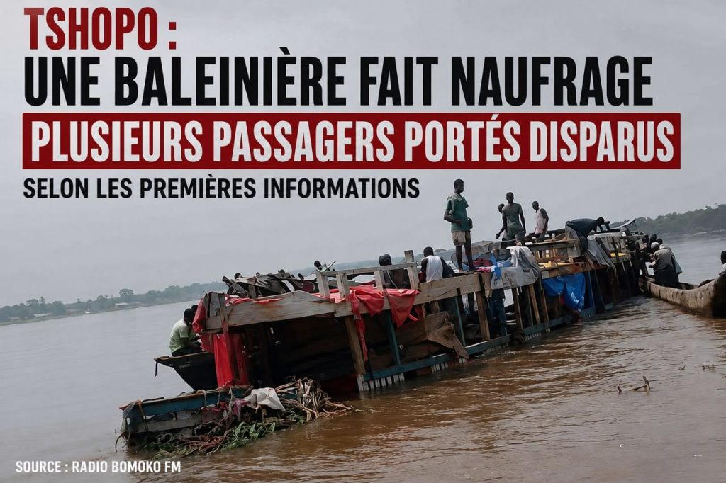 Tshopo : Une baleinière fait naufrage sur le fleuve Congo, plusieurs passagers portés disparus