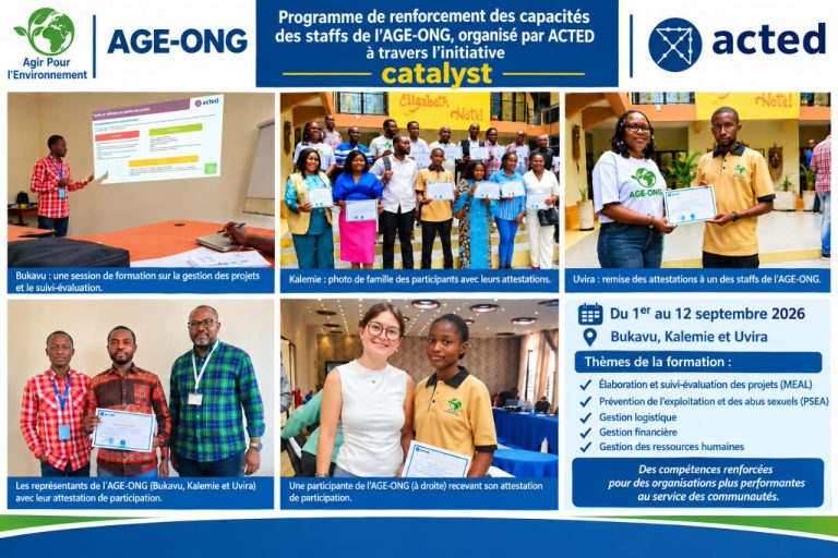 RDC/AGE-ONG : Les staffs de Bukavu, Uvira et Kalemie renforcent leurs capacités